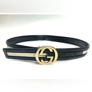 Gucci Fabric and Leather Belt Vintage